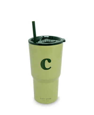 Kate Spade Just Mine Initial Stainless Steel 20 Oz. Tumbler, C In Green