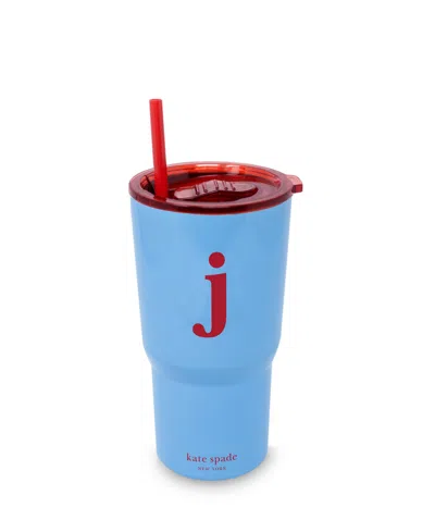 Kate Spade Just Mine Initial Stainless Steel 20 Oz. Tumbler, J In Blue