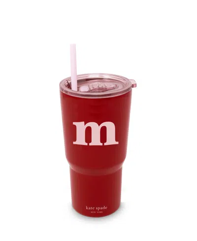 Kate Spade Just Mine Initial Stainless Steel 20 Oz. Tumbler, M In Red