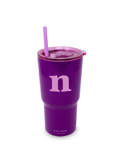 Kate Spade Just Mine Initial Stainless Steel 20 Oz. Tumbler, N In Purple