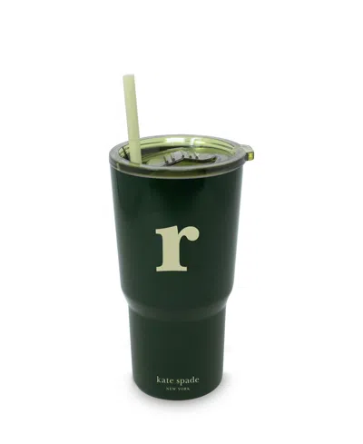 Kate Spade Just Mine Initial Stainless Steel 20 Oz. Tumbler, R In Green