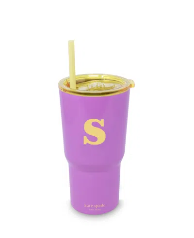 Kate Spade Just Mine Initial Stainless Steel 20 Oz. Tumbler, S In Purple