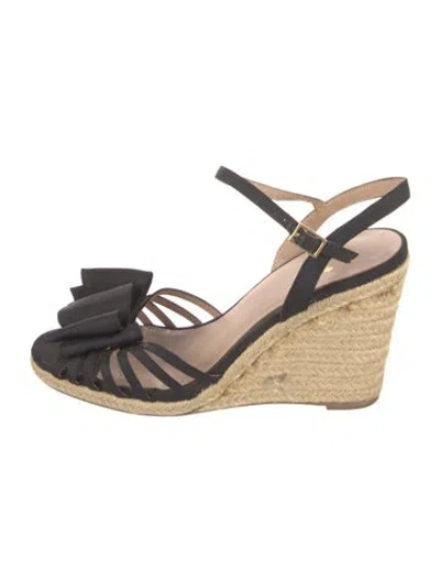 Pre-owned Kate Spade Jute Bow Accents Espadrilles In Black