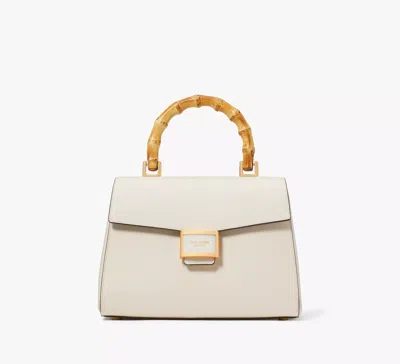 Kate Spade Katy Textured Leather Bamboo Medium Top-handle Bag In White