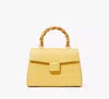 Kate Spade Katy Textured Leather Bamboo Medium Top-handle Bag In Yellow