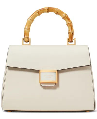 Kate Spade Katy Textured Leather Small Top Handle Bag In Halo White