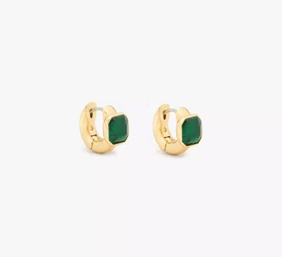 Kate Spade Keep Sparkling Asscher Huggies In Emerald