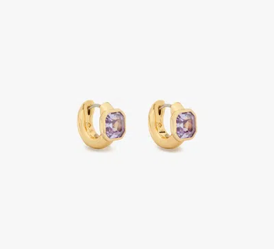 Kate Spade Keep Sparkling Asscher Huggies In Light Amethyst