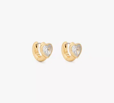 Kate Spade Keep Sparkling Heart Huggies In Clear/gold