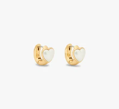 Kate Spade Keep Sparkling Heart Huggies In Cream/gold