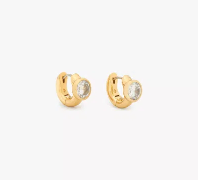 Kate Spade Keep Sparkling Round Huggies In Clear/gold