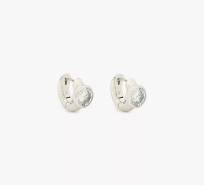 Kate Spade Keep Sparkling Round Huggies In Clear/silver