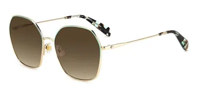 Kate Spade Kenna/g/s Asian Fit Lks/ha Women's Sunglasses Green Size 57 In Gold