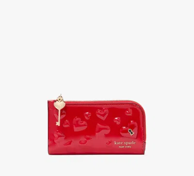 Kate Spade Key To My Heart Small Slim Bifold Wallet In Cherry Rouge