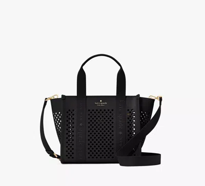 Kate Spade Kip Perforated Leather Small Tote In Black