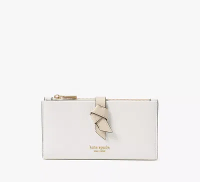 Kate Spade Knott Colorblocked Zip Slim Wallet In White
