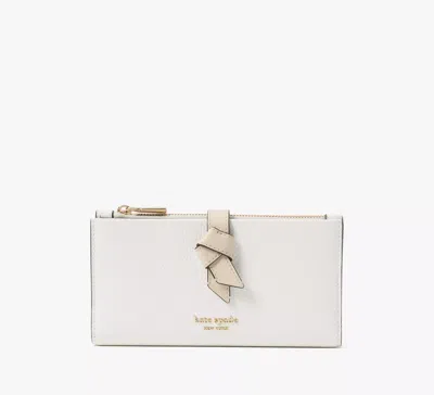 Kate Spade Knott Colorblocked Zip Slim Wallet In Light Cream