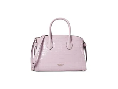 Kate Spade Knott Croc Embossed Leather Medium Zip Top Satchel Handbags Violet Mist: One Size In Blue