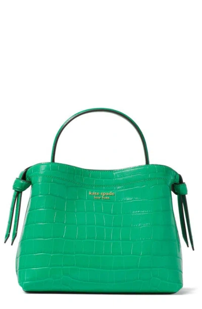 Kate Spade Knott Croc Embossed Leather Satchel In Leafy Green