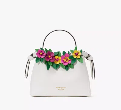Kate Spade Knott Floral Applique Medium Top-handle Bag In White