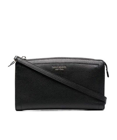 Kate Spade Knott Grained-effect Clutch In Black