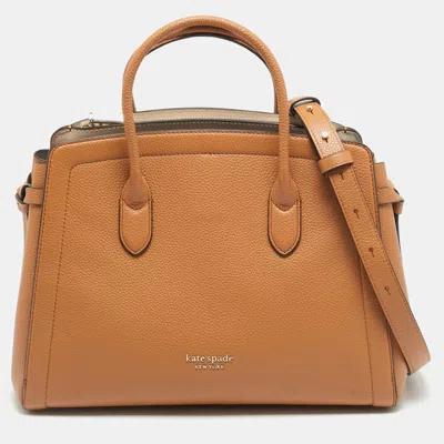 Pre-owned Kate Spade Knott Large Brown Leather Satchel