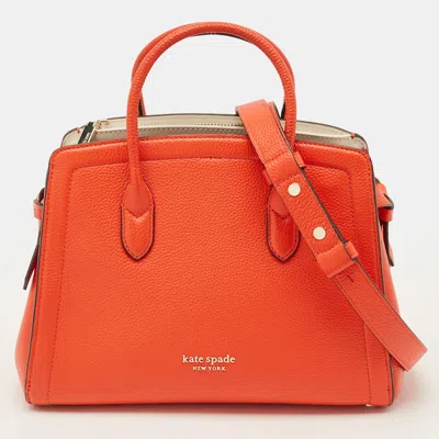 Pre-owned Kate Spade Knott Orange Leather Satchel