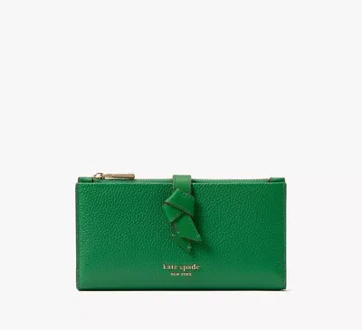 Kate Spade Knott Zip Slim Wallet In Green