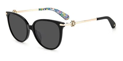 Kate Spade Kristina/g/s Asian Fit 807/ir Women's Sunglasses Black Size 54 In Shiny Black