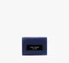 Kate Spade Label Card Case Trifold Wallet In Deep Lake