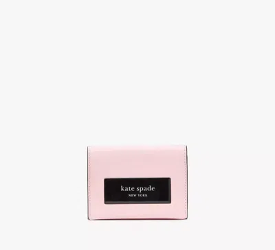 Kate Spade Label Card Case Trifold Wallet In Pastry Pink