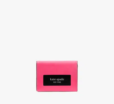 Kate Spade Label Card Case Trifold Wallet In Rosehip