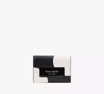 Kate Spade Label Dot Applique Card Case Trifold Wallet In Black