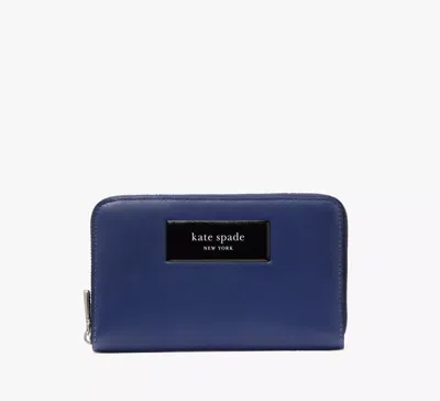 Kate Spade Label Medium Zip-around Wallet In Deep Lake