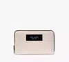 Kate Spade Label Medium Zip-around Wallet In Parchment