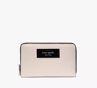 Kate Spade Label Medium Zip-around Wallet In Neutral