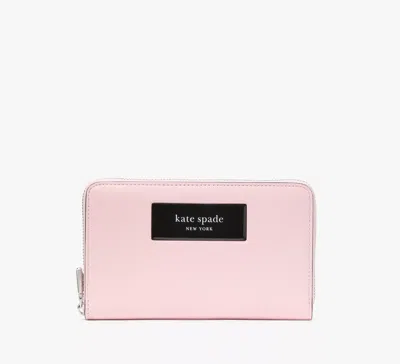 Kate Spade Label Medium Zip-around Wallet In Pastry Pink