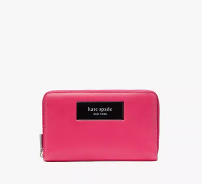 Kate Spade Label Medium Zip-around Wallet In Rosehip
