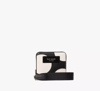 Kate Spade Label Small Compact Webbed Wristlet In Black