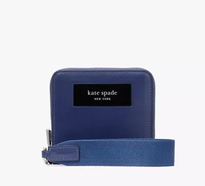 Kate Spade Label Small Compact Webbed Wristlet In Deep Lake