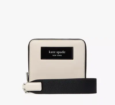 Kate Spade Label Small Compact Webbed Wristlet In Parchment
