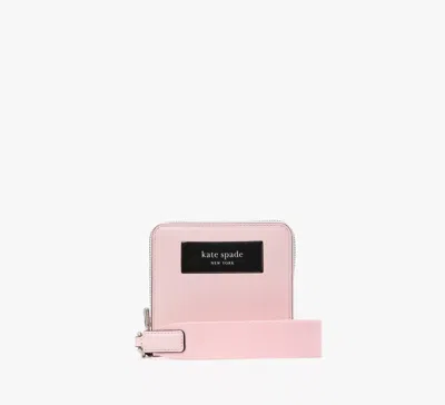 Kate Spade Label Small Compact Webbed Wristlet In Pastry Pink