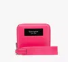 Kate Spade Label Small Compact Webbed Wristlet In Rosehip