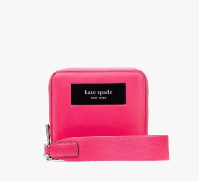 Kate Spade Label Small Compact Webbed Wristlet In Rosehip