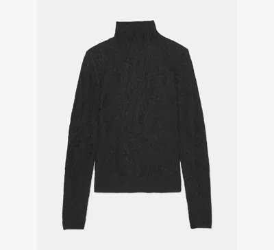 Kate Spade Lace Knit Turtleneck Top In Black