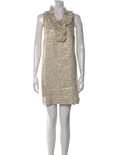 Pre-owned Kate Spade Lace Pattern Knee-length Dress In Gold