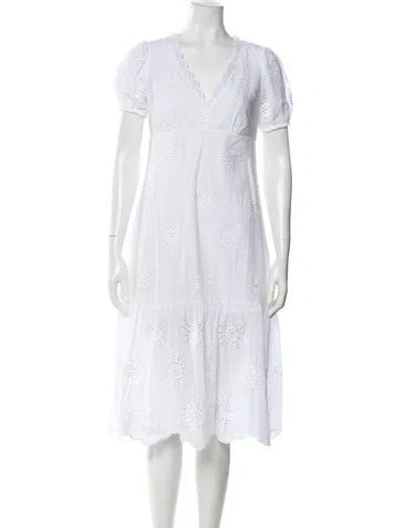 Pre-owned Kate Spade Lace Pattern Knee-length Dress In White
