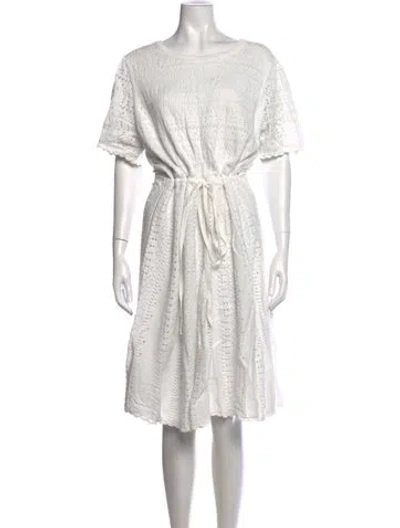 Pre-owned Kate Spade Lace Pattern Knee-length Dress In White