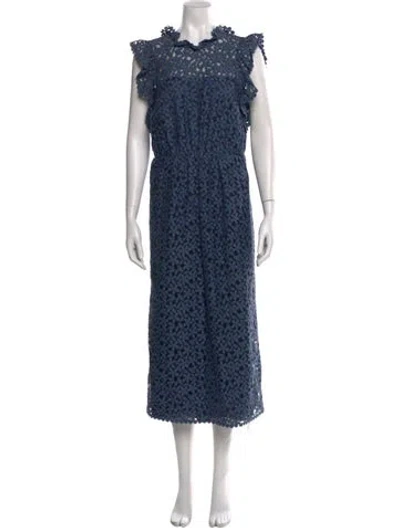 Pre-owned Kate Spade Lace Pattern Long Dress In Blue