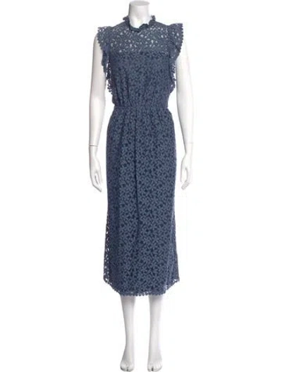 Pre-owned Kate Spade Lace Pattern Long Dress In Blue